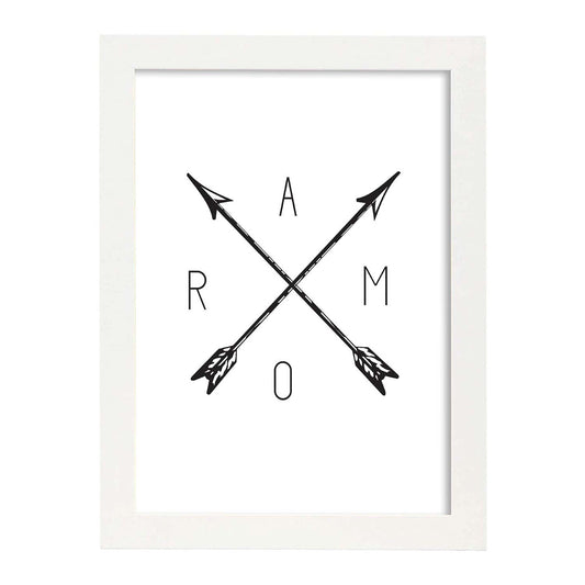 Poster con dibujos de flechas. Lámina con diseño nórdico e ilustraciones minimalistas de flechas. Diseño escandinavo para interiores.-Artwork-Nacnic-A4-Marco Blanco-Nacnic Estudio SL