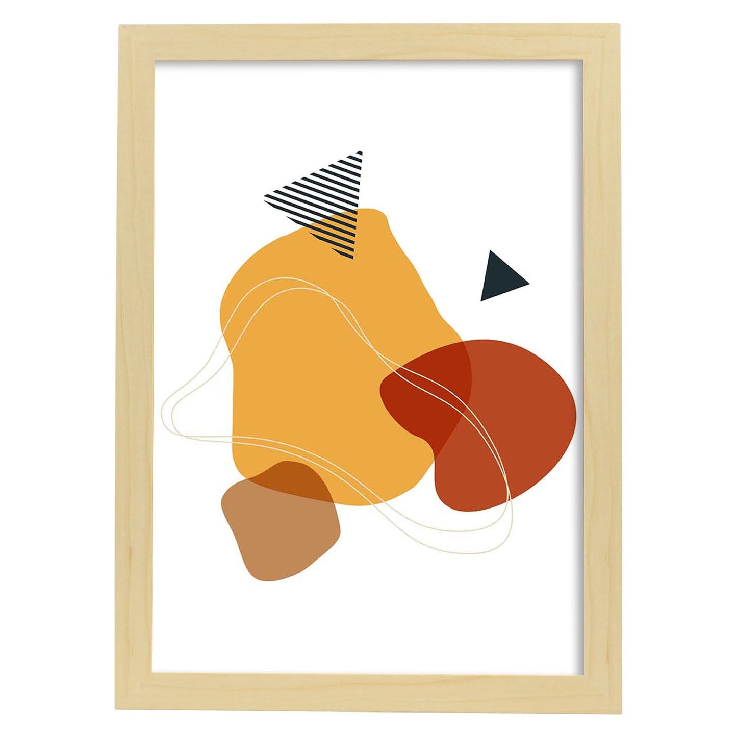 Poster con diseño de collage abstracto. Lámina colorida con formas y figuras. Abstracto 4.-Artwork-Nacnic-A4-Marco Madera clara-Nacnic Estudio SL