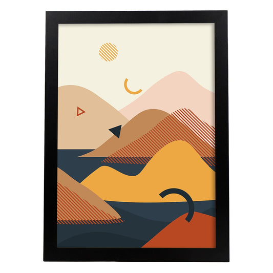 Poster con diseño de paisajes abstractos. Lámina colorida. Paisaje 4.-Artwork-Nacnic-A4-Marco Negro-Nacnic Estudio SL