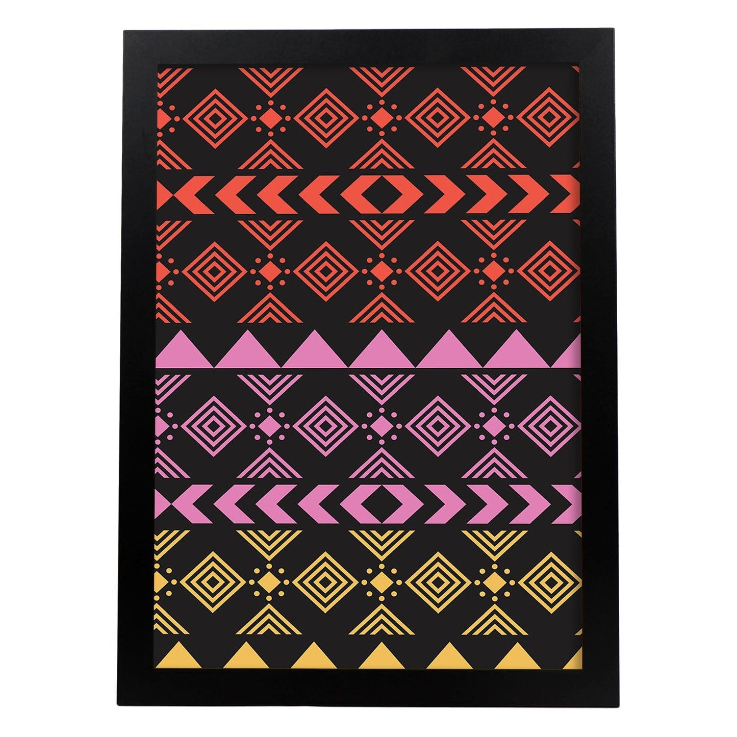 Poster con diseño estampado. Lámina Boho tribal lila, imágenes con patrones estampados.-Artwork-Nacnic-A3-Marco Negro-Nacnic Estudio SL