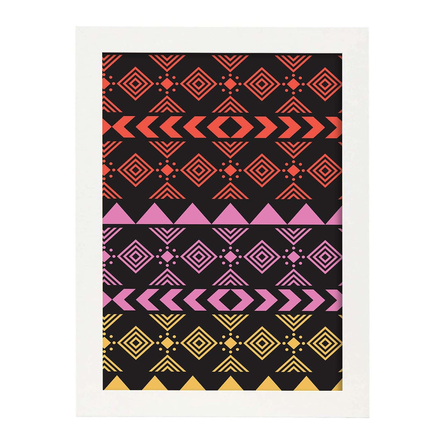 Poster con diseño estampado. Lámina Boho tribal lila, imágenes con patrones estampados.-Artwork-Nacnic-A4-Marco Blanco-Nacnic Estudio SL