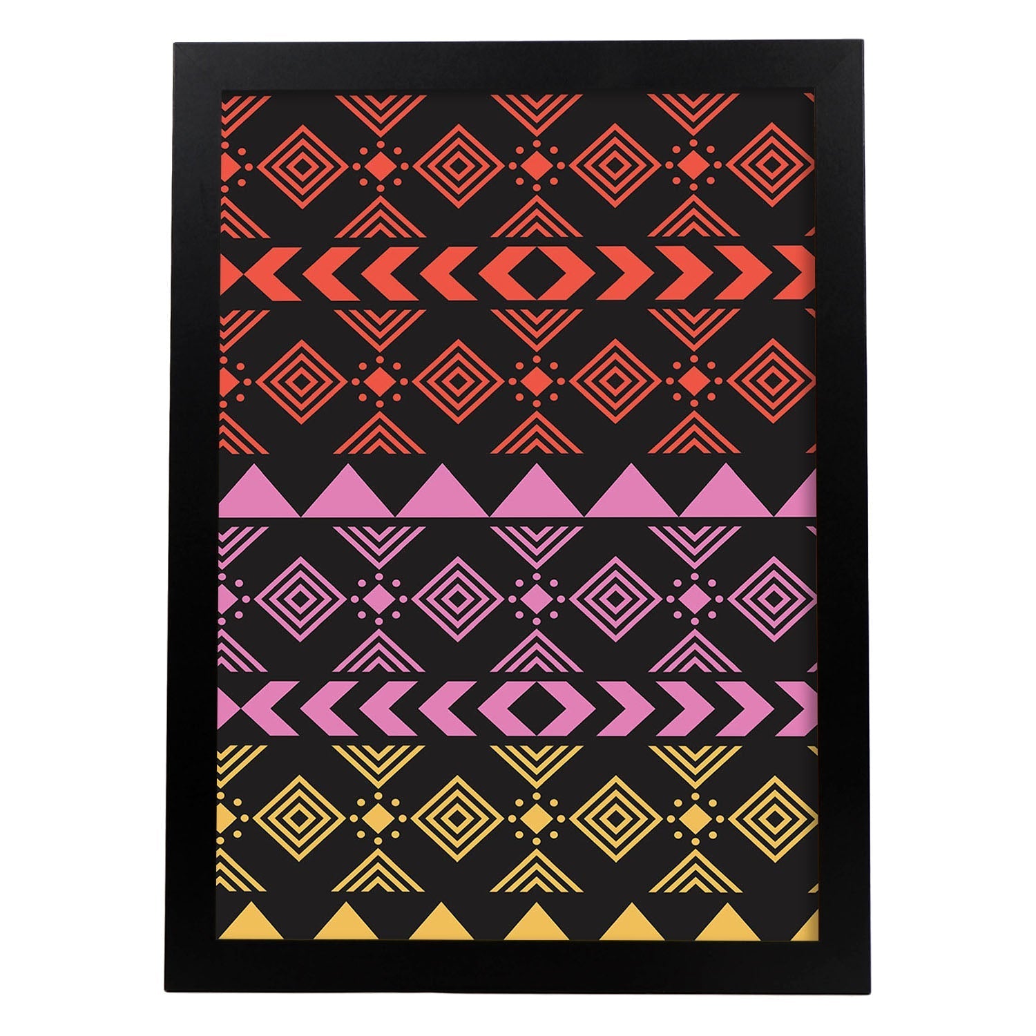 Poster con diseño estampado. Lámina Boho tribal lila, imágenes con patrones estampados.-Artwork-Nacnic-A4-Marco Negro-Nacnic Estudio SL