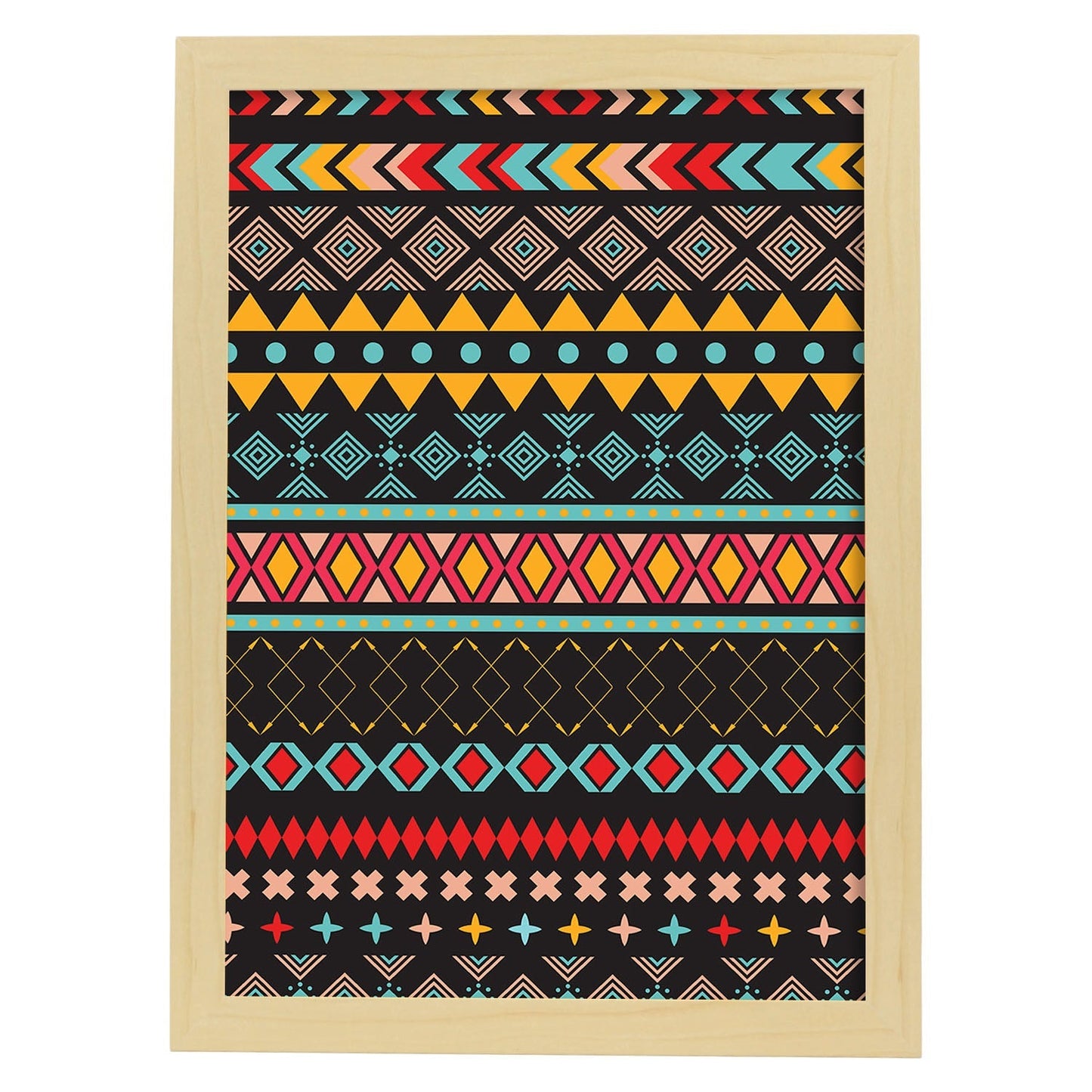 Poster con diseño estampado. Lámina Boho tribal tierras, imágenes con patrones estampados.-Artwork-Nacnic-A3-Marco Madera clara-Nacnic Estudio SL