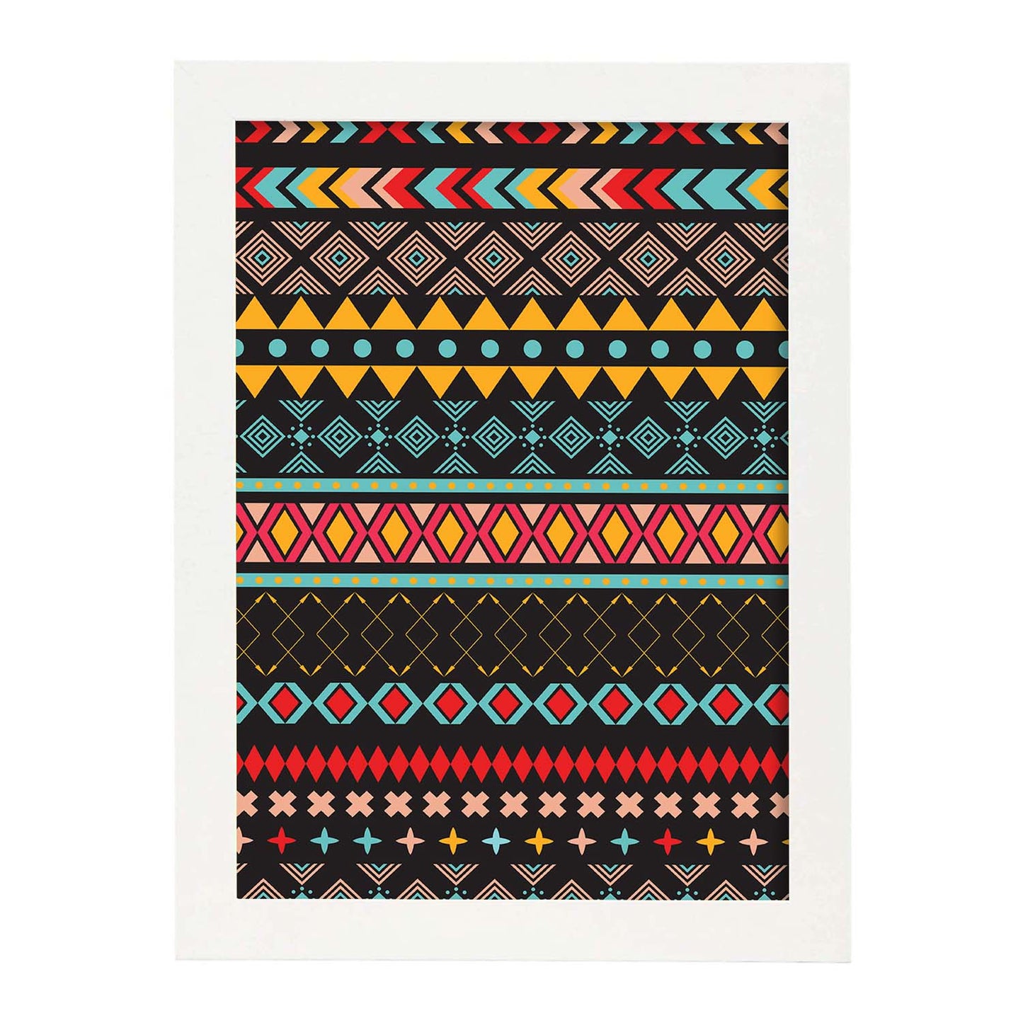 Poster con diseño estampado. Lámina Boho tribal tierras, imágenes con patrones estampados.-Artwork-Nacnic-A4-Marco Blanco-Nacnic Estudio SL