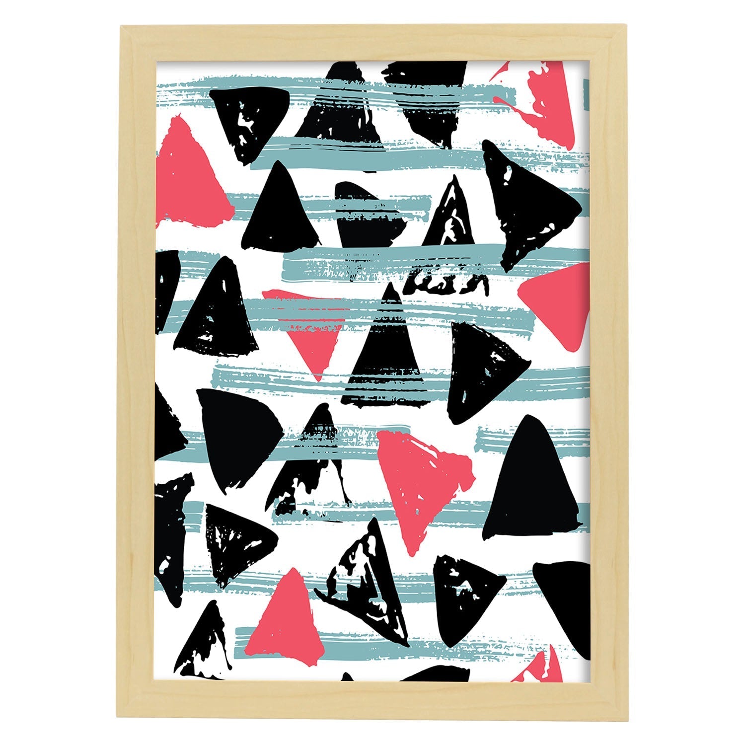 Poster con diseño estampado. Lámina Estampado negro rosa, imágenes con patrones estampados.-Artwork-Nacnic-A4-Marco Madera clara-Nacnic Estudio SL