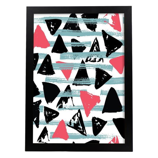 Poster con diseño estampado. Lámina Estampado negro rosa, imágenes con patrones estampados.-Artwork-Nacnic-A4-Marco Negro-Nacnic Estudio SL