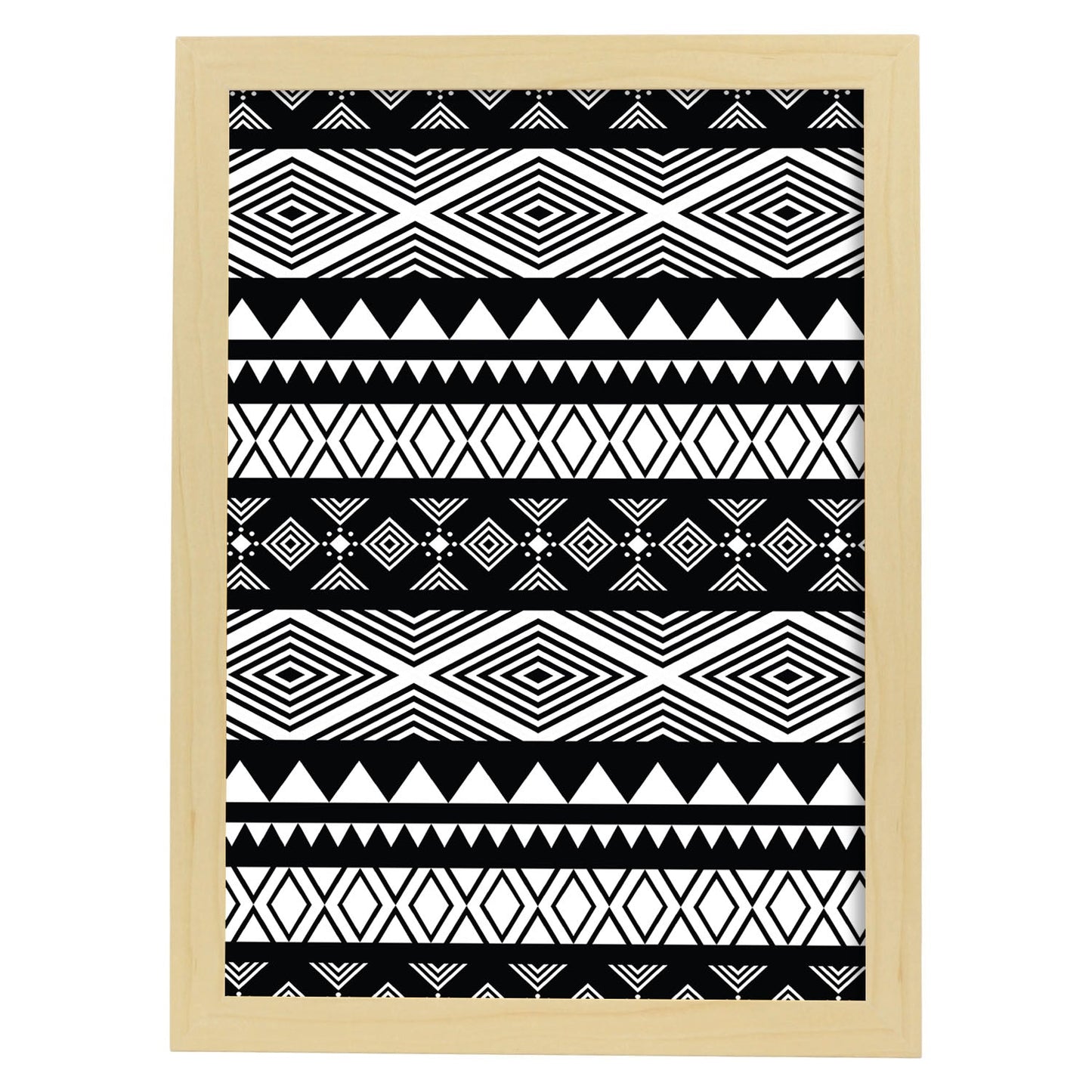 Poster con diseño estampado. Lámina Tribal 2, imágenes con patrones estampados.-Artwork-Nacnic-A3-Marco Madera clara-Nacnic Estudio SL