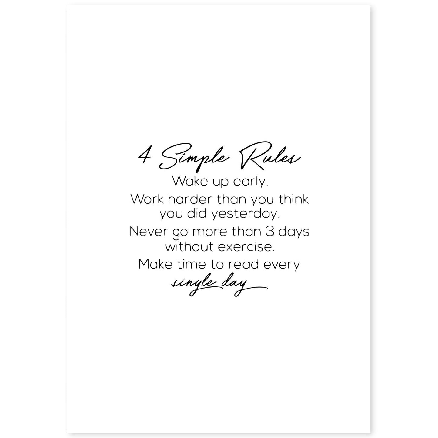 Poster con frase inspiracional. Lámina de decoración '4 reglas' con frases motivadoras y llenas de energia.-Artwork-Nacnic-A4-Sin marco-Nacnic Estudio SL
