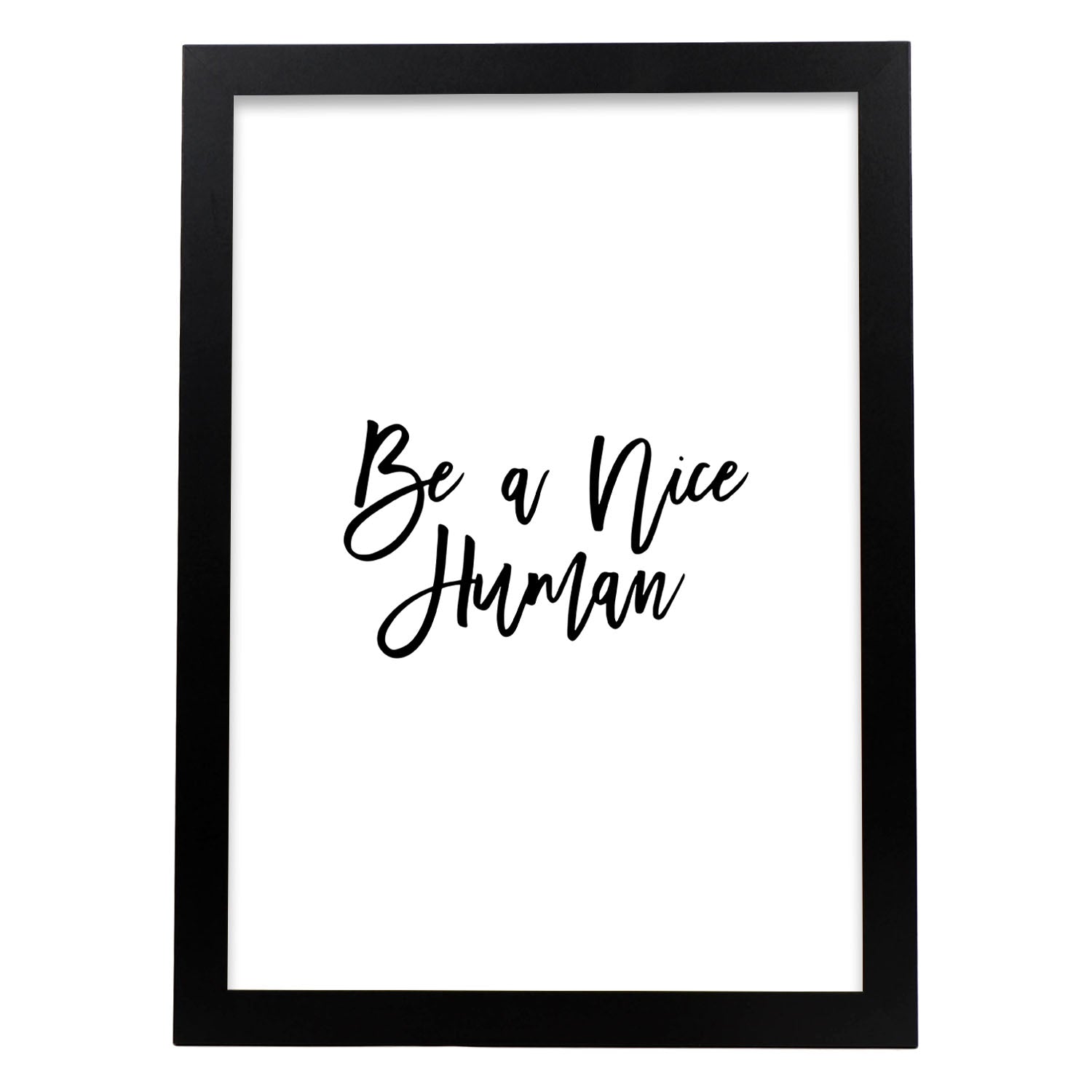 Poster con frase inspiracional. Lámina de decoración 'Buen humano' con frases motivadoras y llenas de energia.-Artwork-Nacnic-A4-Marco Negro-Nacnic Estudio SL