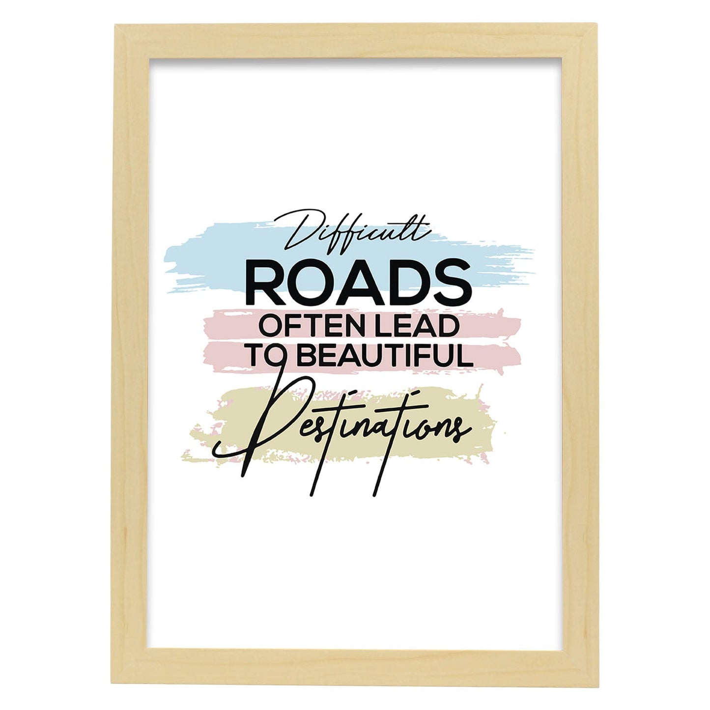 Poster con frase inspiracional. Lámina de decoración 'Caminos diferentes' con frases motivadoras y llenas de energia.-Artwork-Nacnic-A4-Marco Madera clara-Nacnic Estudio SL