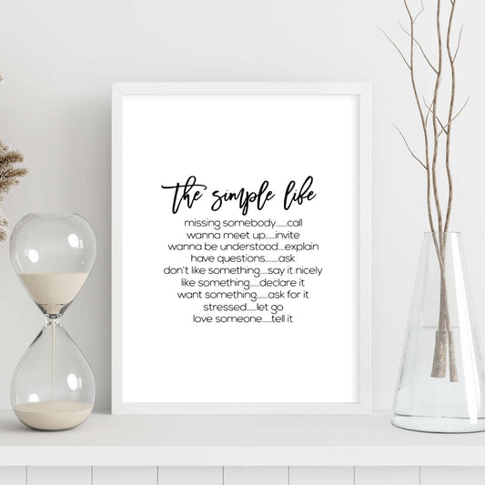 Poster con frase inspiracional. Lámina de decoración 'La vida simple' con frases motivadoras y llenas de energia.-Artwork-Nacnic-Nacnic Estudio SL