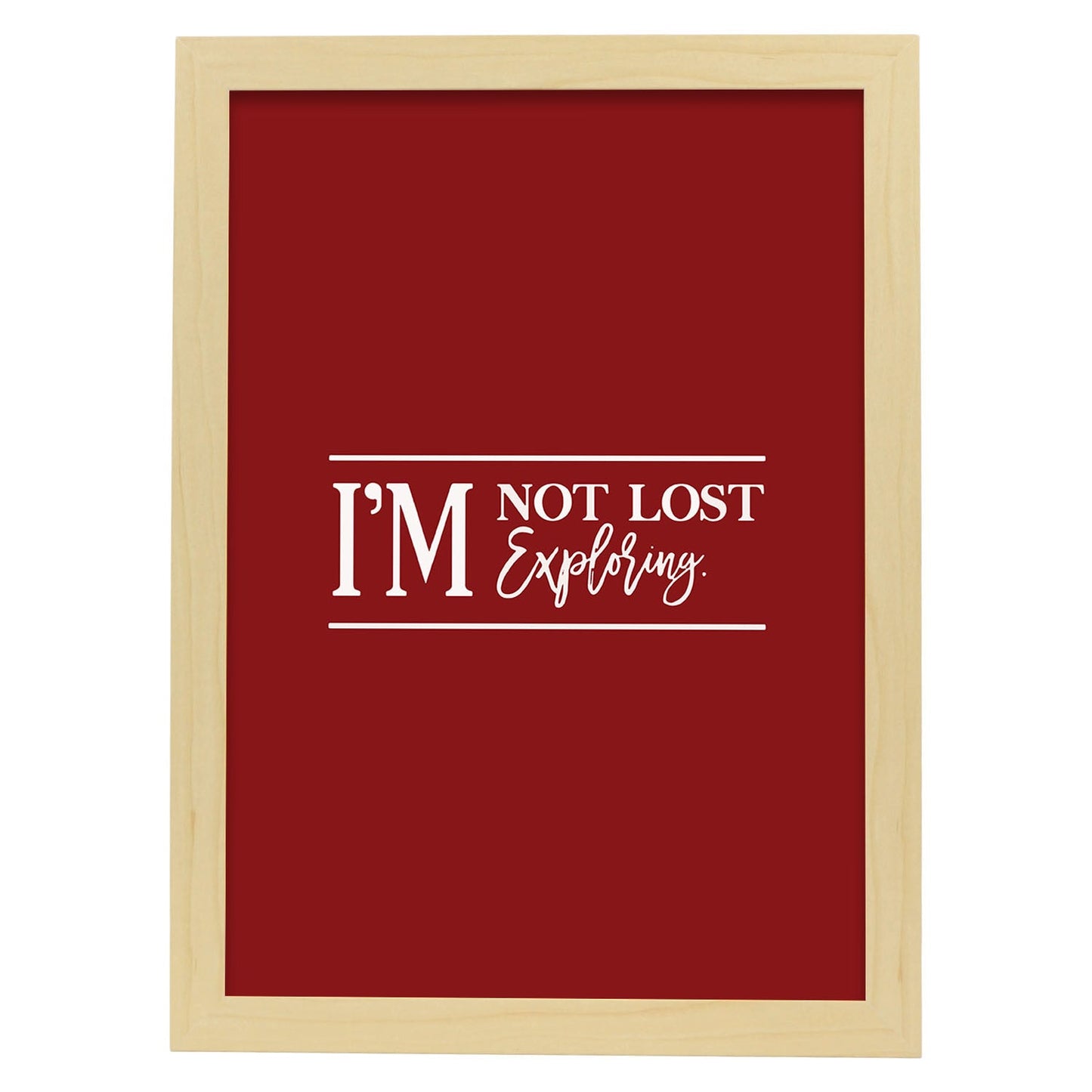 Poster con frase inspiracional. Lámina de decoración 'No estoy perdido' con frases motivadoras y llenas de energia.-Artwork-Nacnic-A4-Marco Madera clara-Nacnic Estudio SL