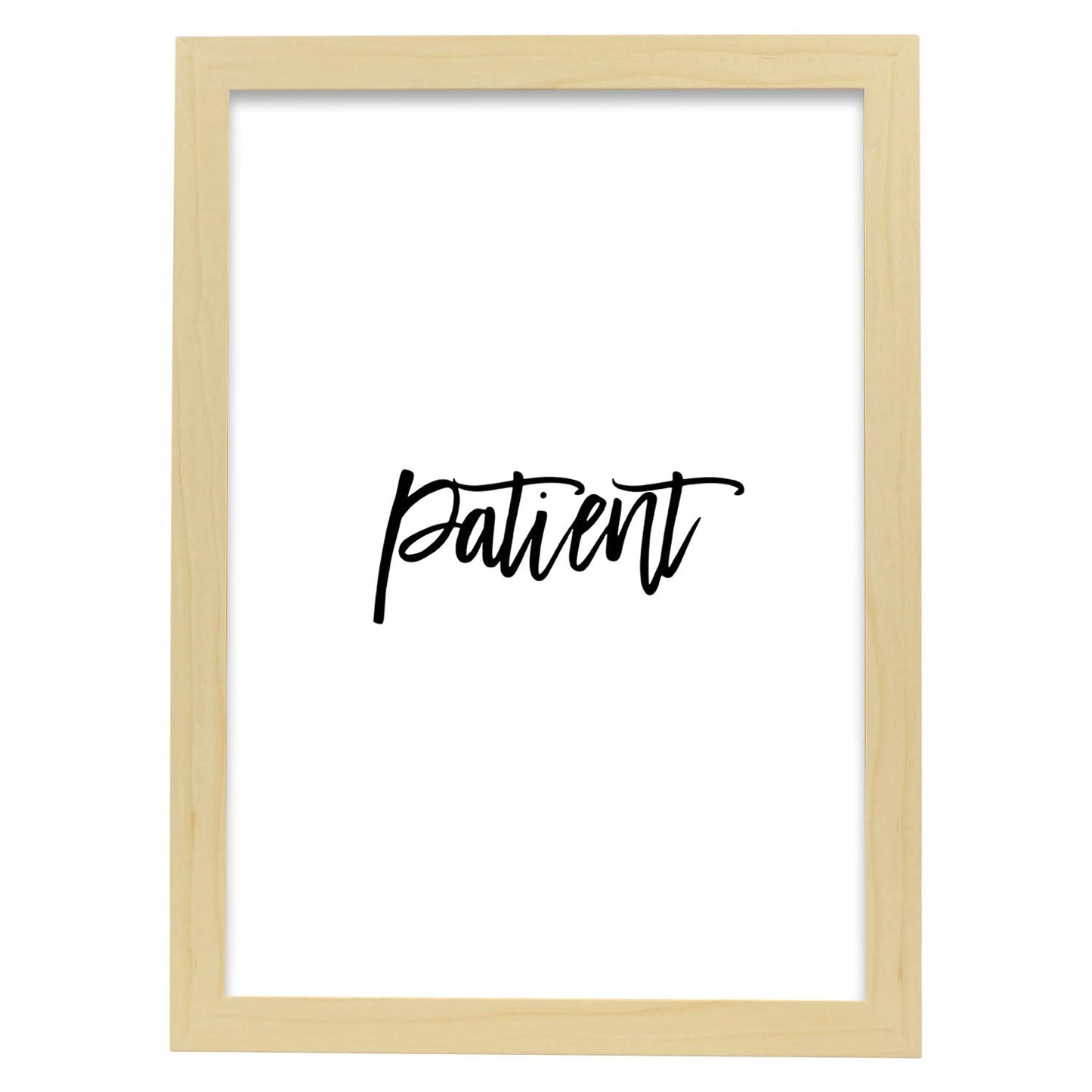 Poster con frase inspiracional. Lámina de decoración 'Paciencia (blanco y negro)' con frases motivadoras y llenas de energia.-Artwork-Nacnic-A4-Marco Madera clara-Nacnic Estudio SL