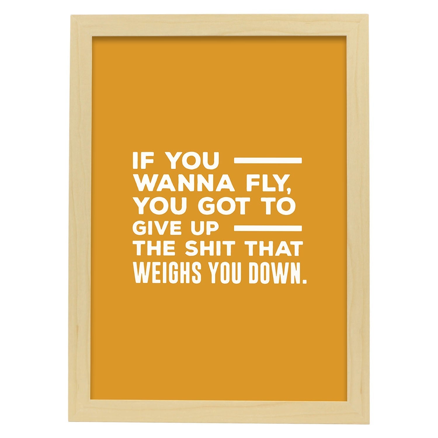 Poster con frase inspiracional. Lámina de decoración 'Si quieres volar' con frases motivadoras y llenas de energia.-Artwork-Nacnic-A4-Marco Madera clara-Nacnic Estudio SL