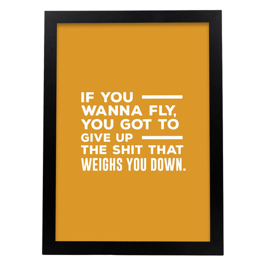 Poster con frase inspiracional. Lámina de decoración 'Si quieres volar' con frases motivadoras y llenas de energia.-Artwork-Nacnic-A4-Marco Negro-Nacnic Estudio SL