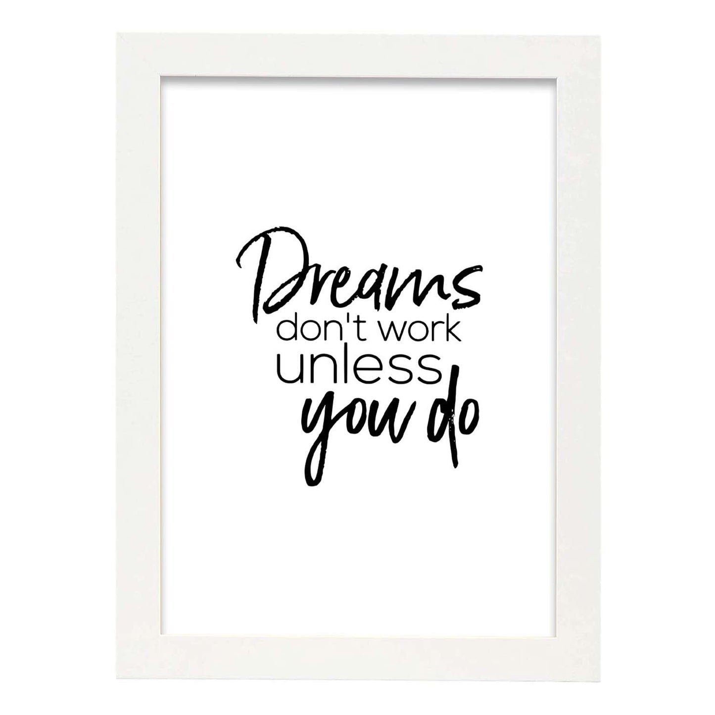Poster con frase inspiracional. Lámina de decoración 'Sueños' con frases motivadoras y llenas de energia.-Artwork-Nacnic-A4-Marco Blanco-Nacnic Estudio SL