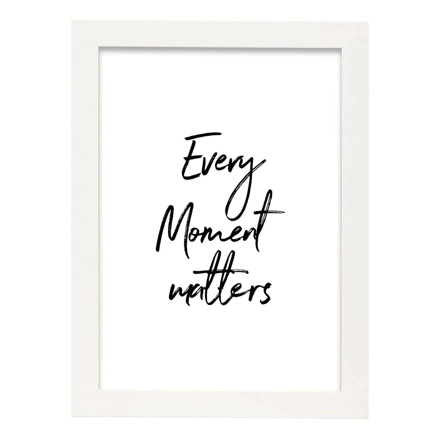 Poster con frase inspiracional. Lámina de decoración 'Todo momento importa' con frases motivadoras y llenas de energia.-Artwork-Nacnic-A4-Marco Blanco-Nacnic Estudio SL