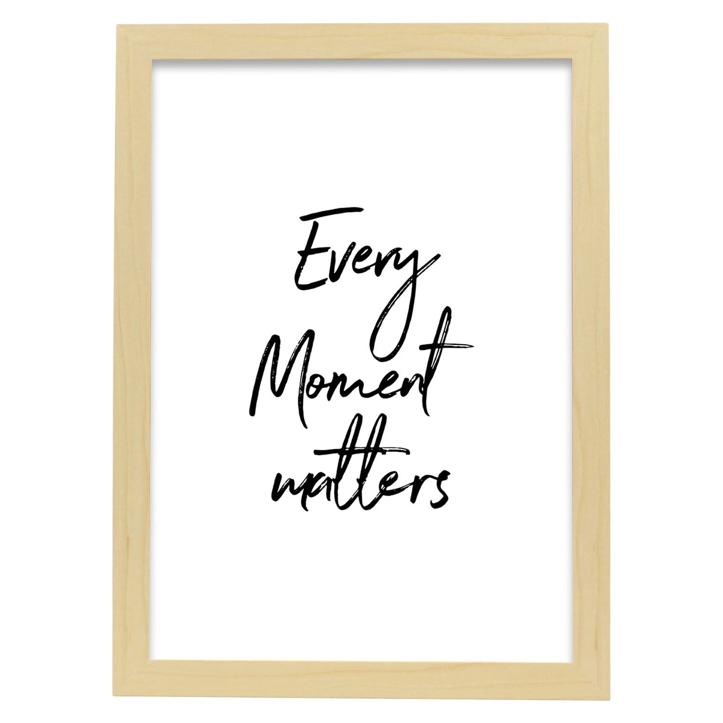 Poster con frase inspiracional. Lámina de decoración 'Todo momento importa' con frases motivadoras y llenas de energia.-Artwork-Nacnic-A4-Marco Madera clara-Nacnic Estudio SL