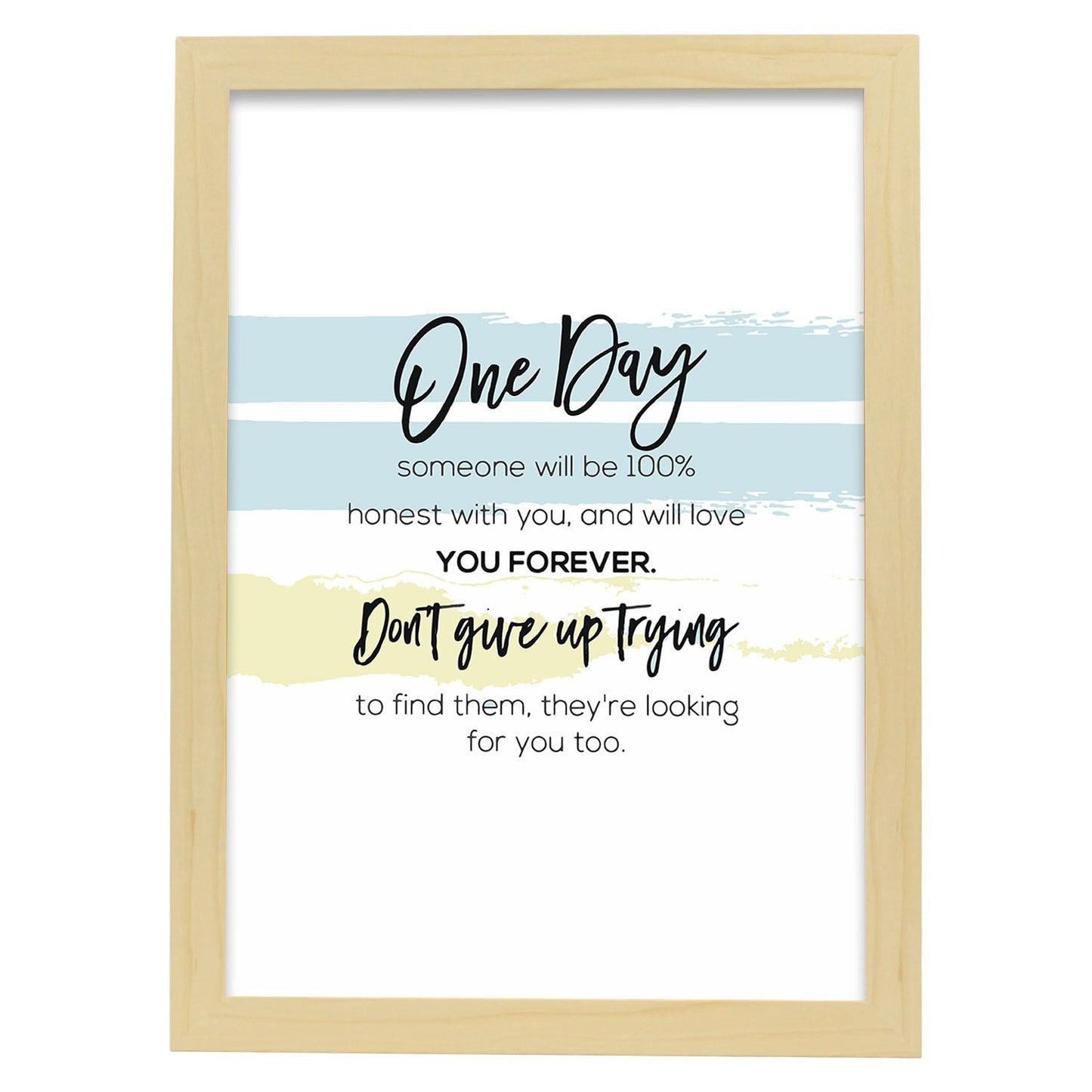 Poster con frase inspiracional. Lámina de decoración 'Un dia' con frases motivadoras y llenas de energia.-Artwork-Nacnic-A4-Marco Madera clara-Nacnic Estudio SL