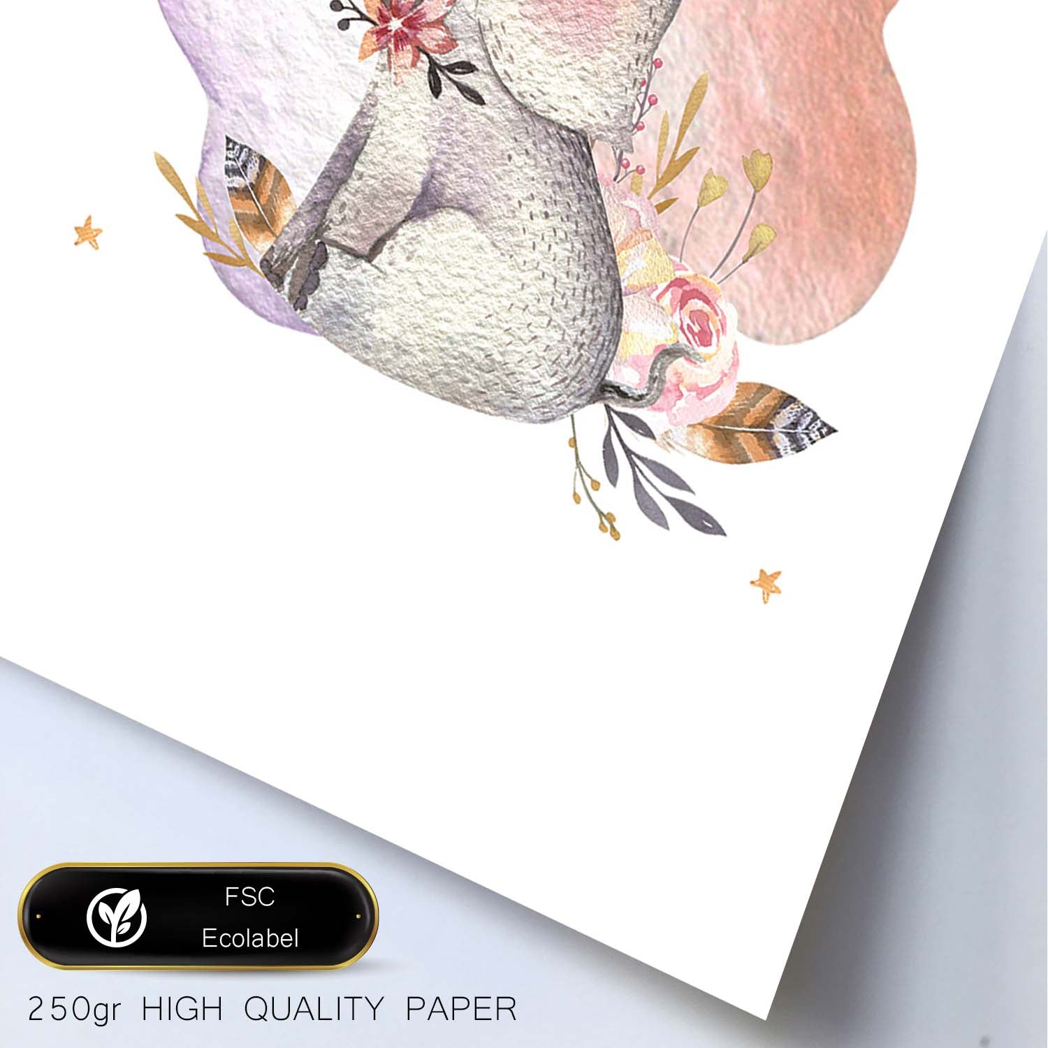 Poster con ilustración de Animal. Elefante con Hojas.-Artwork-Nacnic-Nacnic Estudio SL