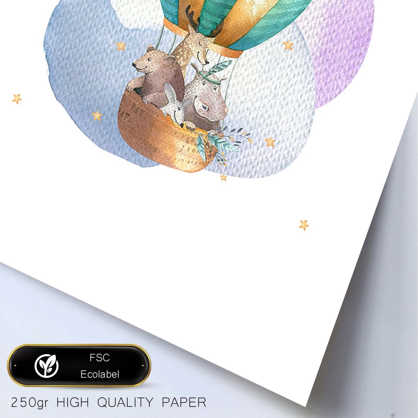 Poster con ilustración de Animal. Globo con Amigos.-Artwork-Nacnic-Nacnic Estudio SL