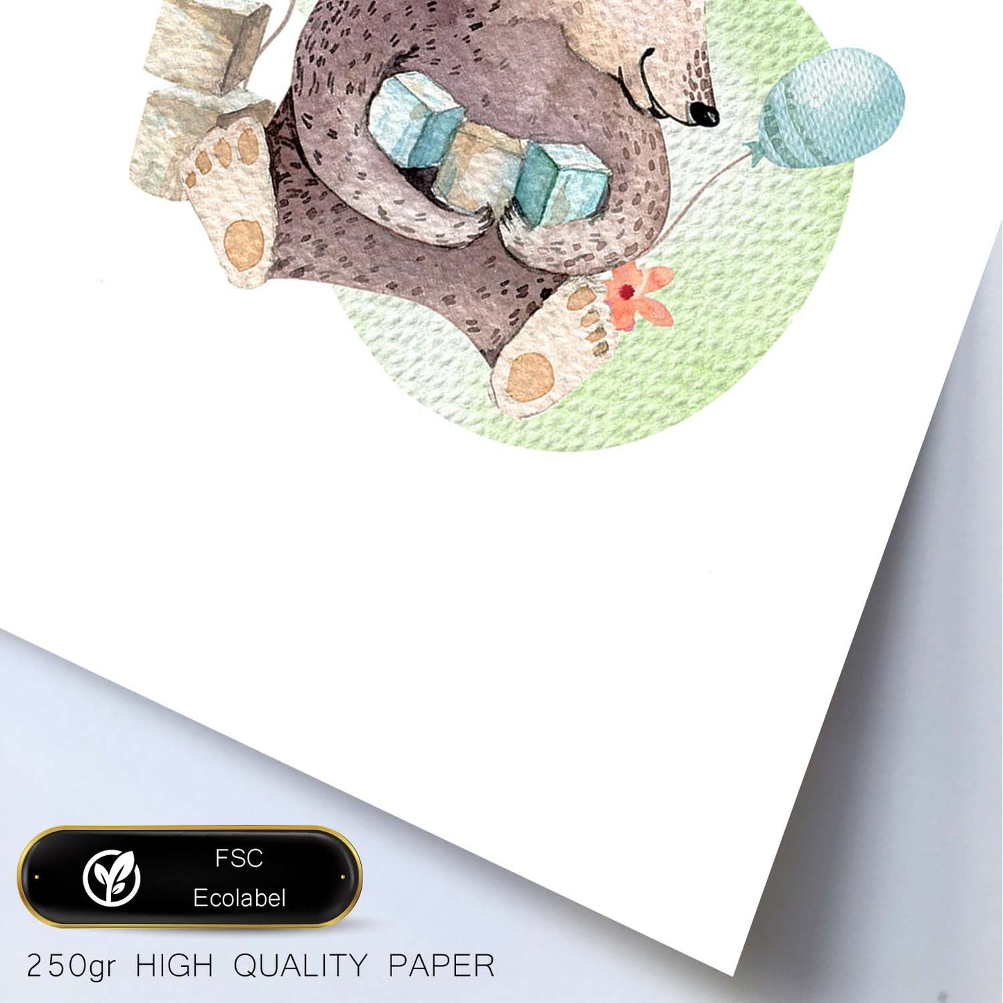 Poster con ilustración de Animal. Oso de cumpleaños.-Artwork-Nacnic-Nacnic Estudio SL