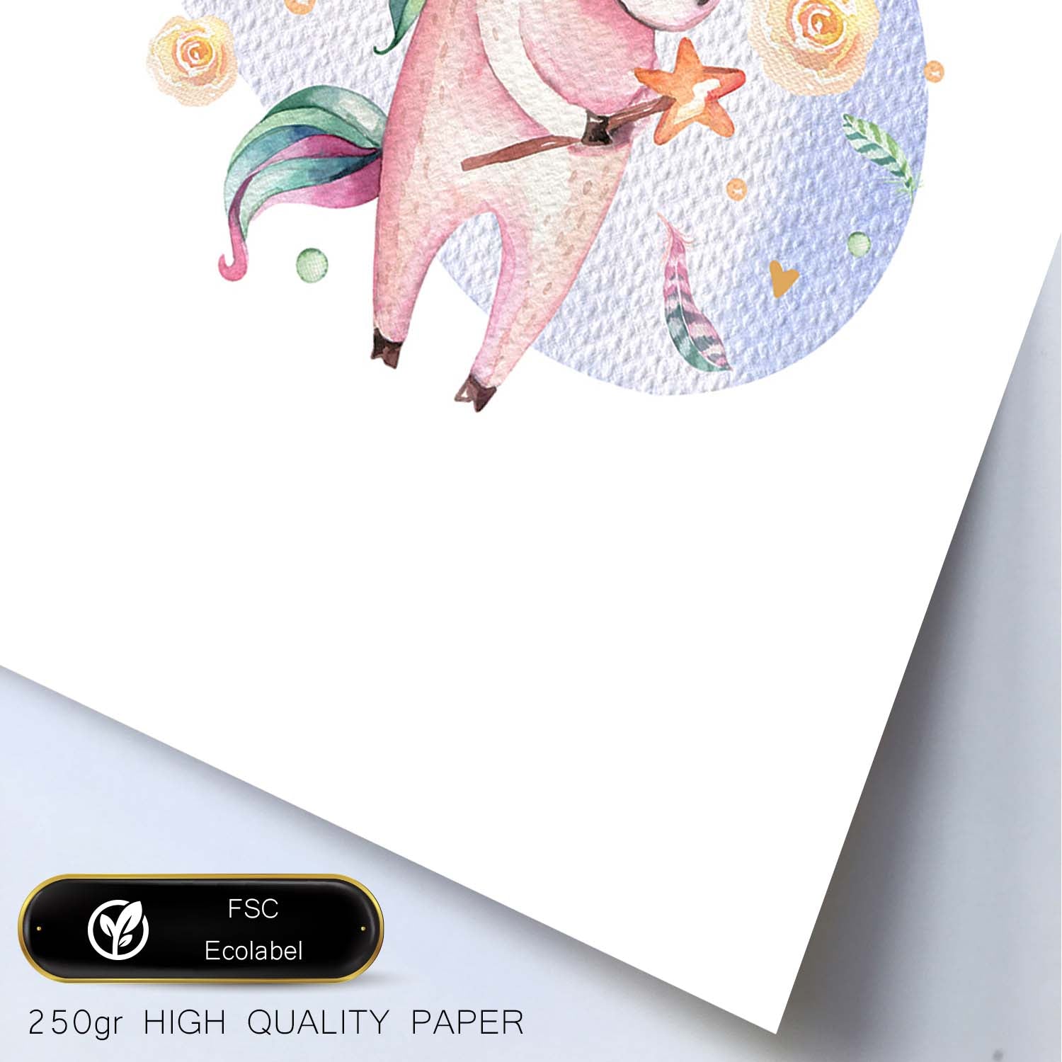 Poster con ilustración de Animal. Unicornio Feliz.-Artwork-Nacnic-Nacnic Estudio SL