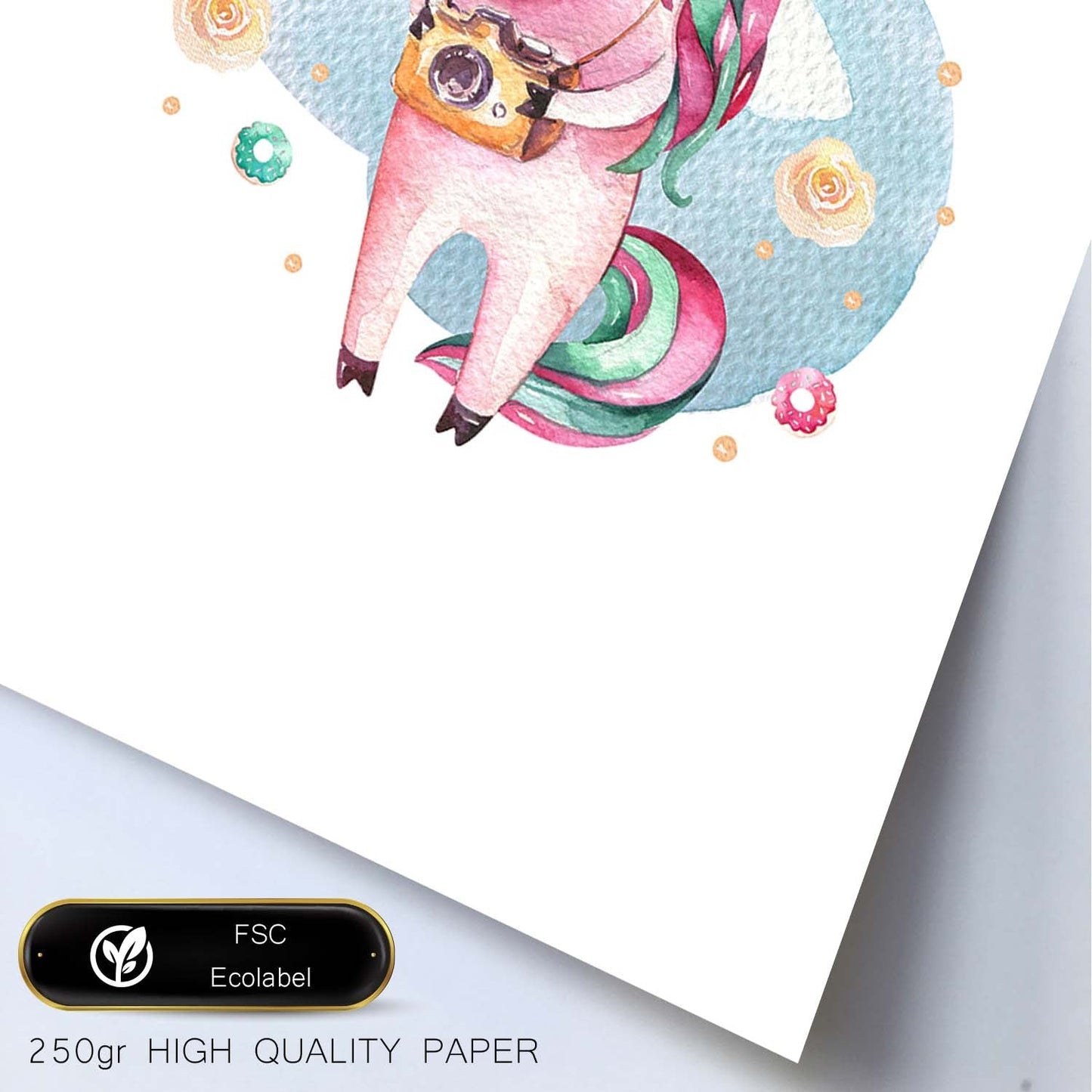 Poster con ilustración de Animal. Unicornio fotografo.-Artwork-Nacnic-Nacnic Estudio SL