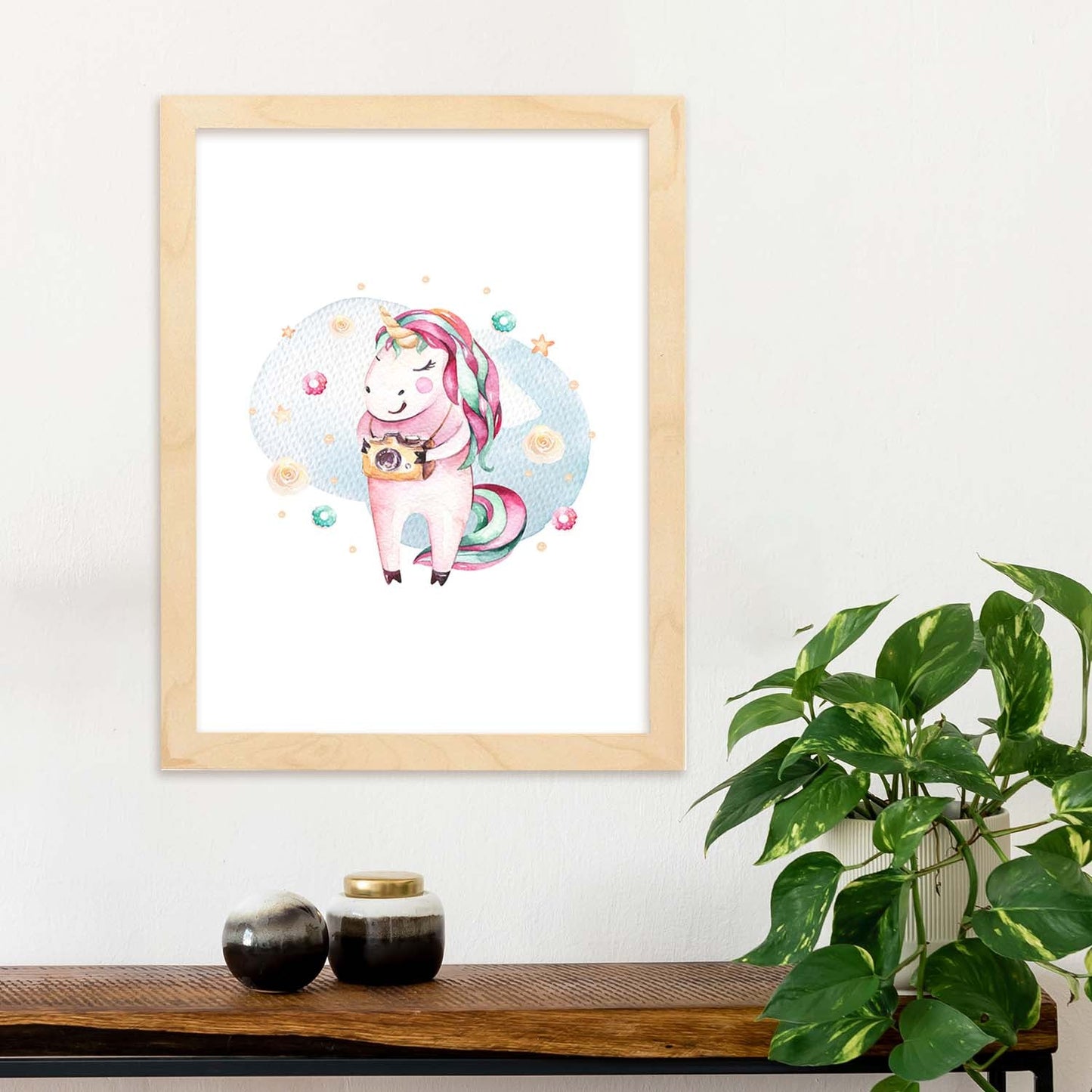 Poster con ilustración de Animal. Unicornio fotografo.-Artwork-Nacnic-Nacnic Estudio SL