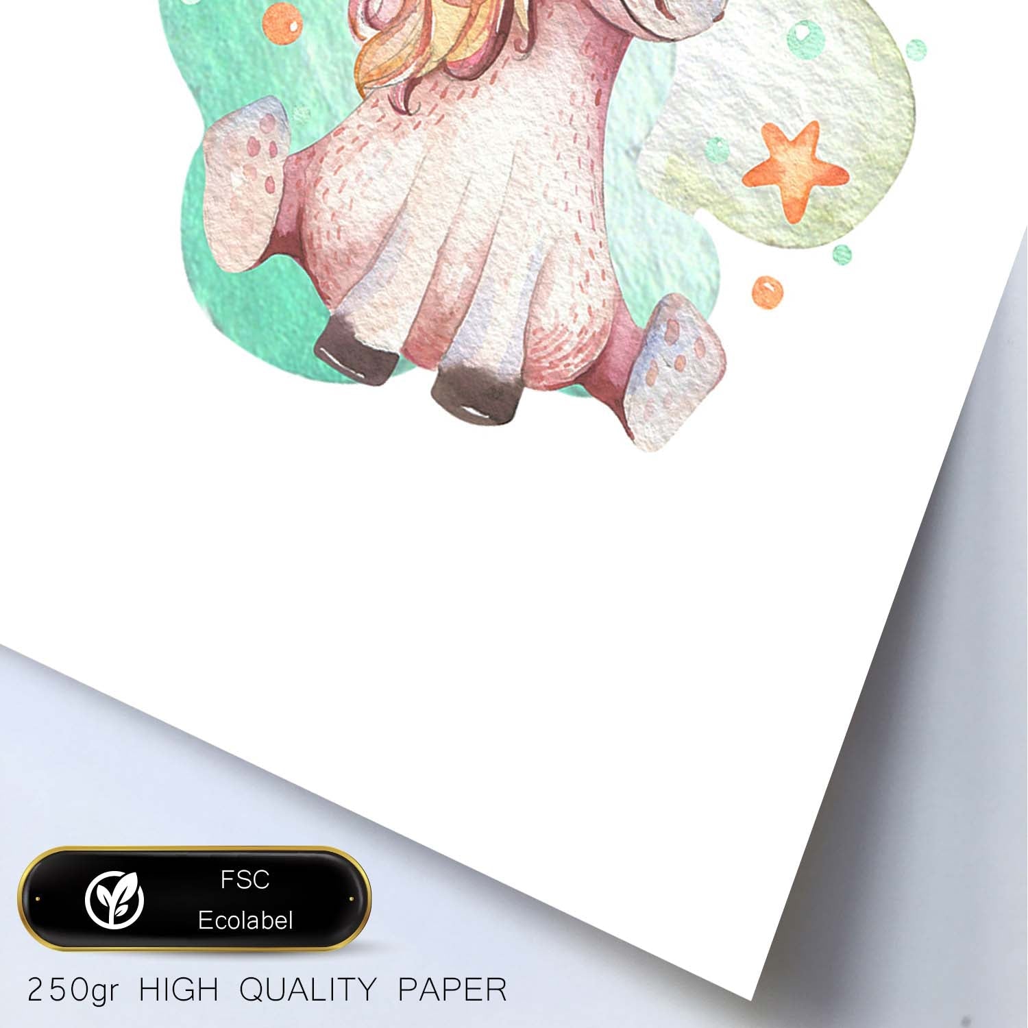 Poster con ilustración de Animal. Unicornio Sentado.-Artwork-Nacnic-Nacnic Estudio SL