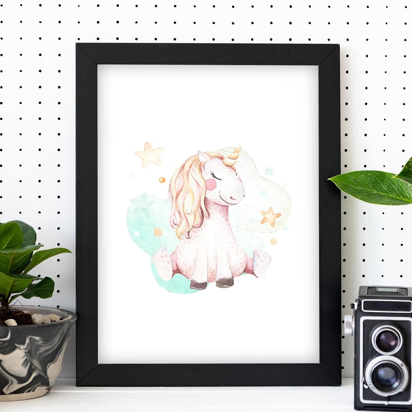 Poster con ilustración de Animal. Unicornio Sentado.-Artwork-Nacnic-Nacnic Estudio SL