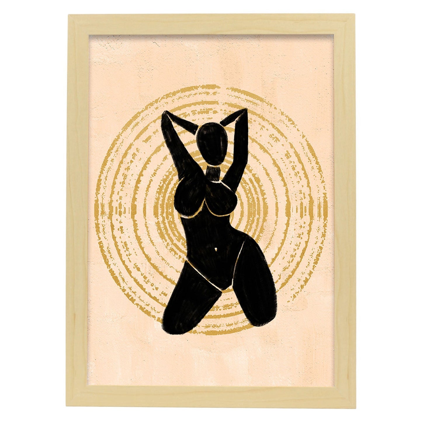 Poster con ilustracion de mujer. Dibujos con formas, caras, cuerpos y gestos de mujeres. 'Mujeres 11'.-Artwork-Nacnic-A4-Marco Madera clara-Nacnic Estudio SL