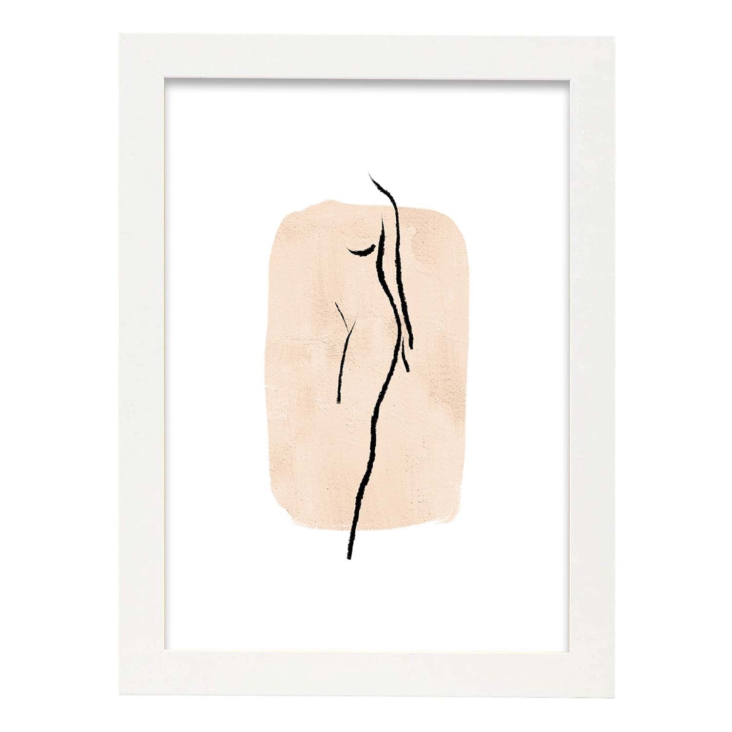 Poster con ilustracion de mujer. Dibujos con formas, caras, cuerpos y gestos de mujeres. 'Mujeres 13'.-Artwork-Nacnic-A3-Marco Blanco-Nacnic Estudio SL
