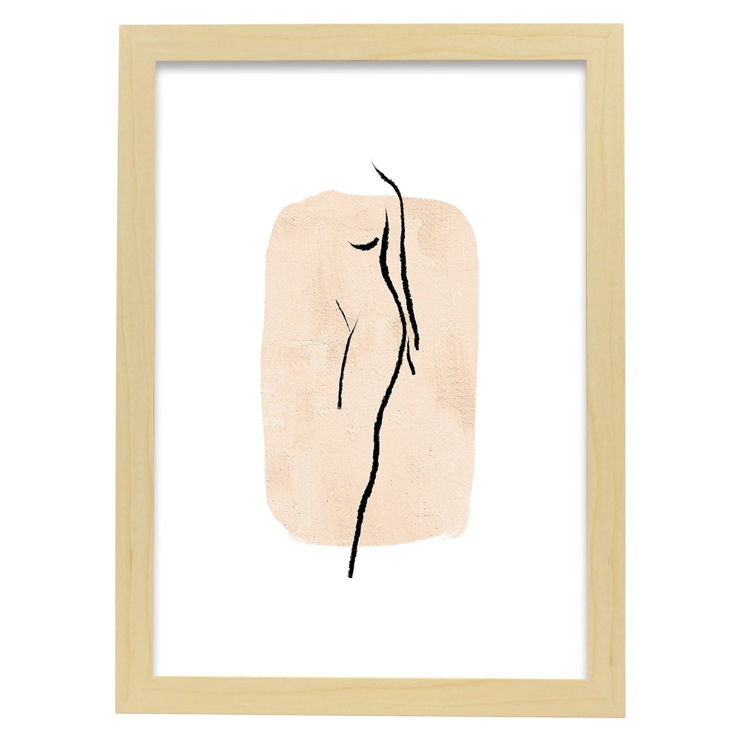 Poster con ilustracion de mujer. Dibujos con formas, caras, cuerpos y gestos de mujeres. 'Mujeres 13'.-Artwork-Nacnic-A3-Marco Madera clara-Nacnic Estudio SL