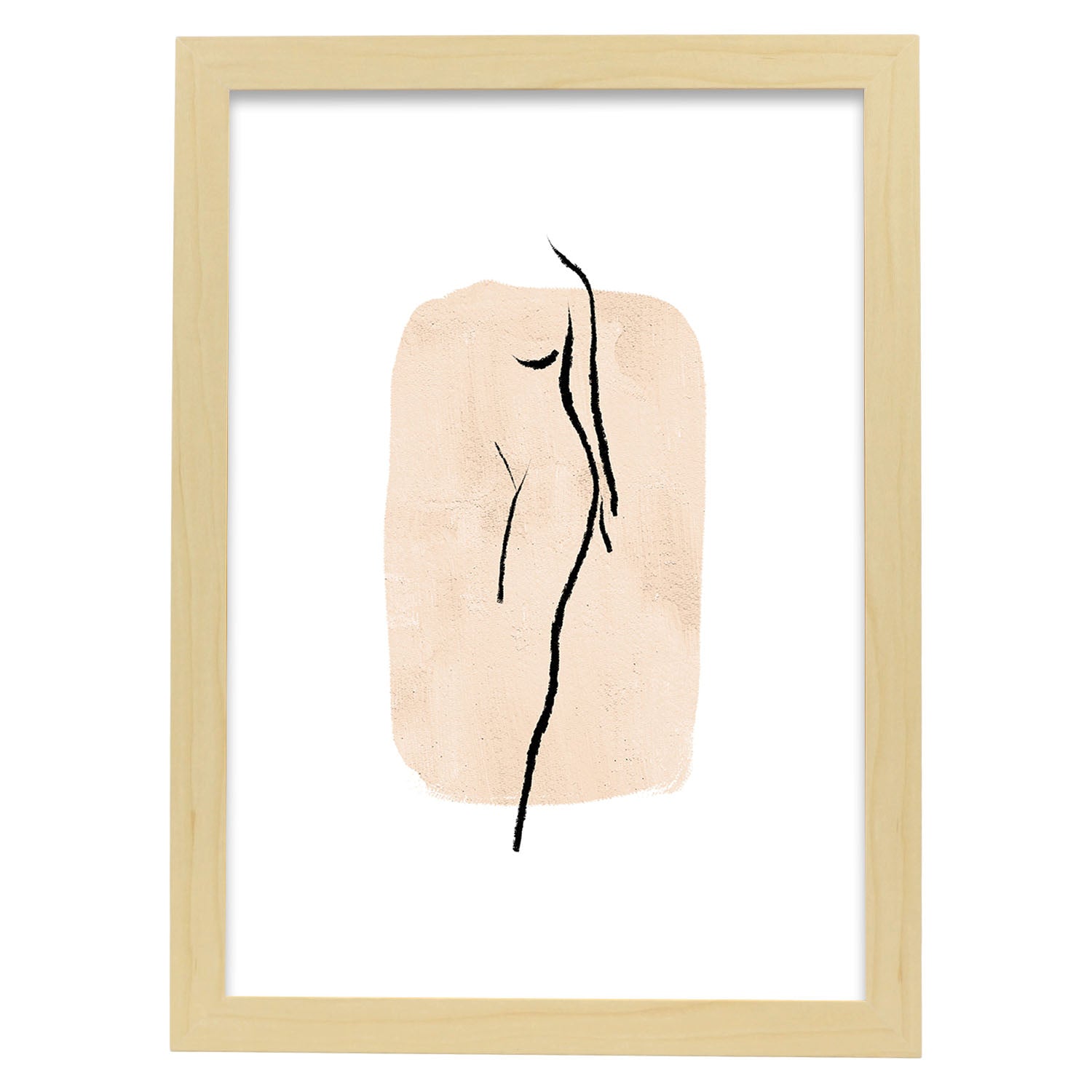 Poster con ilustracion de mujer. Dibujos con formas, caras, cuerpos y gestos de mujeres. 'Mujeres 13'.-Artwork-Nacnic-A3-Marco Madera clara-Nacnic Estudio SL