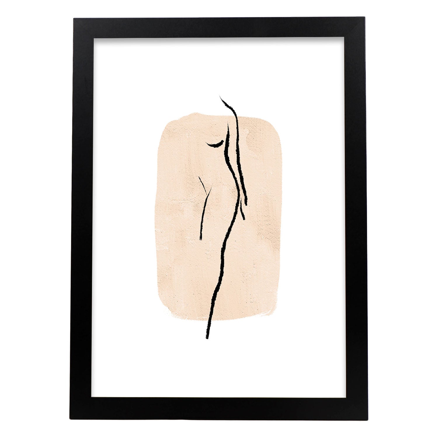 Poster con ilustracion de mujer. Dibujos con formas, caras, cuerpos y gestos de mujeres. 'Mujeres 13'.-Artwork-Nacnic-A4-Marco Negro-Nacnic Estudio SL