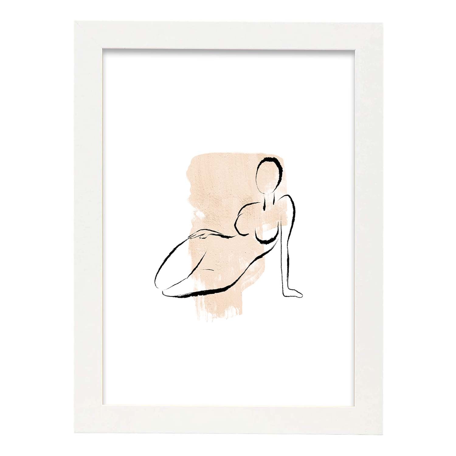 Poster con ilustracion de mujer. Dibujos con formas, caras, cuerpos y gestos de mujeres. 'Mujeres 14'.-Artwork-Nacnic-A4-Marco Blanco-Nacnic Estudio SL
