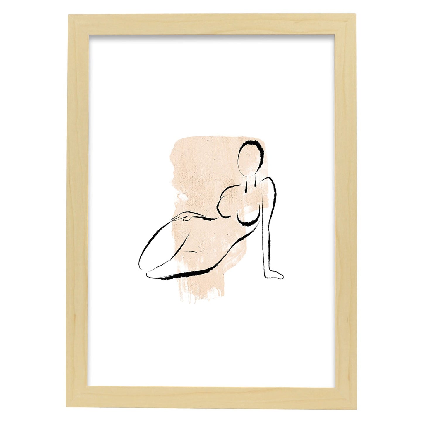 Poster con ilustracion de mujer. Dibujos con formas, caras, cuerpos y gestos de mujeres. 'Mujeres 14'.-Artwork-Nacnic-A4-Marco Madera clara-Nacnic Estudio SL