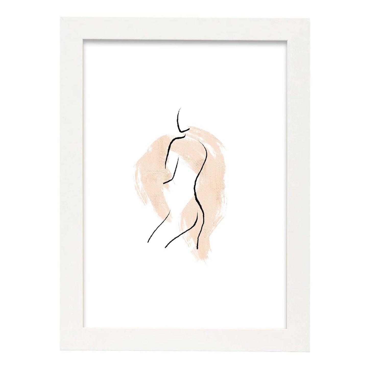 Poster con ilustracion de mujer. Dibujos con formas, caras, cuerpos y gestos de mujeres. 'Mujeres 15'.-Artwork-Nacnic-A3-Marco Blanco-Nacnic Estudio SL