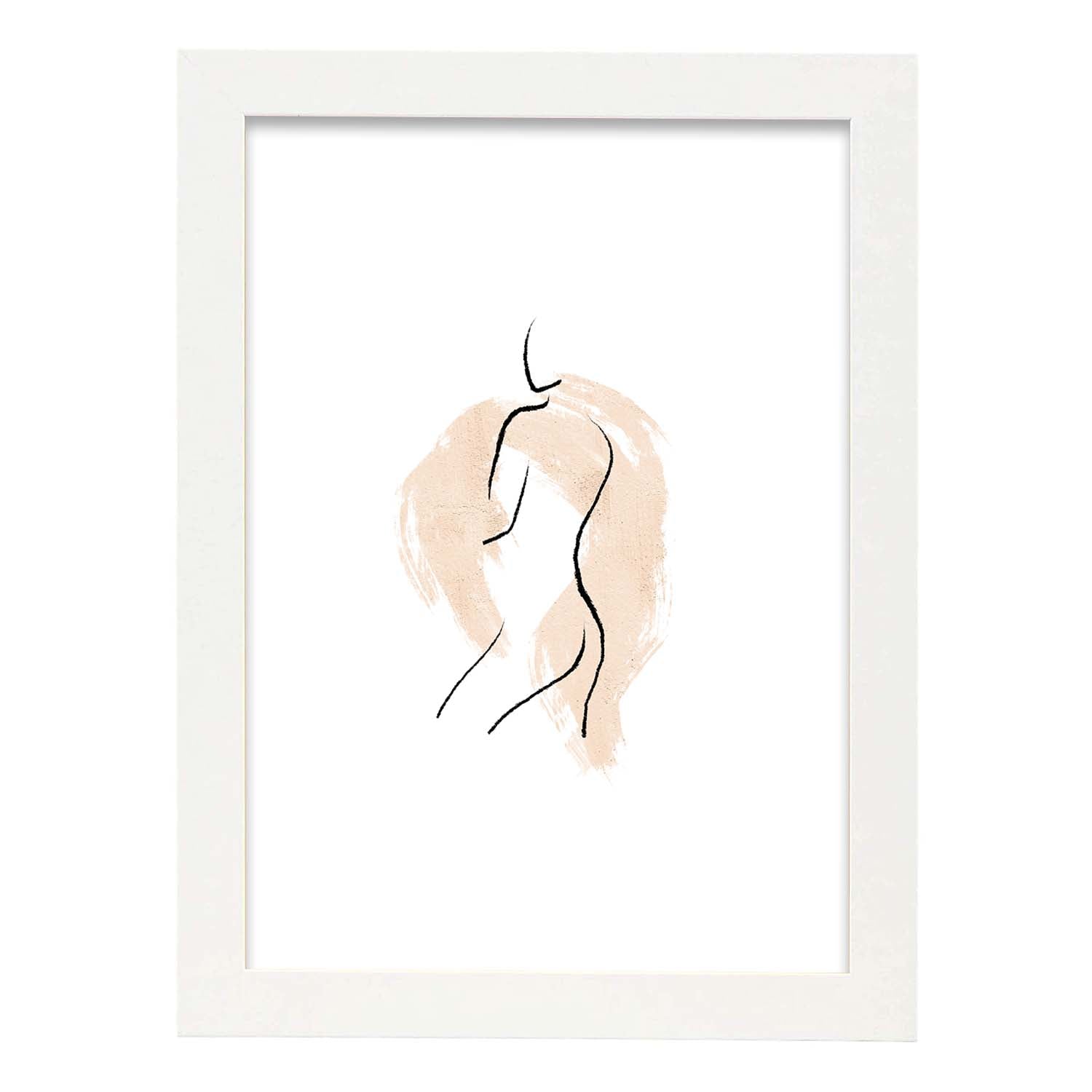 Poster con ilustracion de mujer. Dibujos con formas, caras, cuerpos y gestos de mujeres. 'Mujeres 15'.-Artwork-Nacnic-A3-Marco Blanco-Nacnic Estudio SL