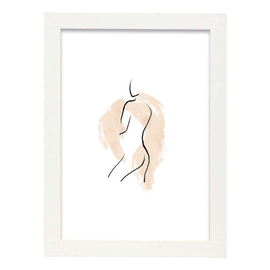 Poster con ilustracion de mujer. Dibujos con formas, caras, cuerpos y gestos de mujeres. 'Mujeres 15'.-Artwork-Nacnic-A4-Marco Blanco-Nacnic Estudio SL