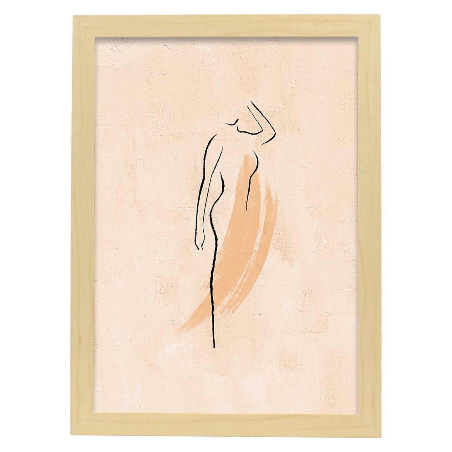 Poster con ilustracion de mujer. Dibujos con formas, caras, cuerpos y gestos de mujeres. 'Mujeres 17'.-Artwork-Nacnic-A3-Marco Madera clara-Nacnic Estudio SL
