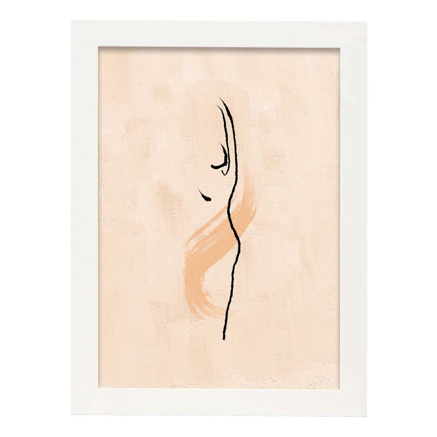 Poster con ilustracion de mujer. Dibujos con formas, caras, cuerpos y gestos de mujeres. 'Mujeres 18'.-Artwork-Nacnic-A4-Marco Blanco-Nacnic Estudio SL