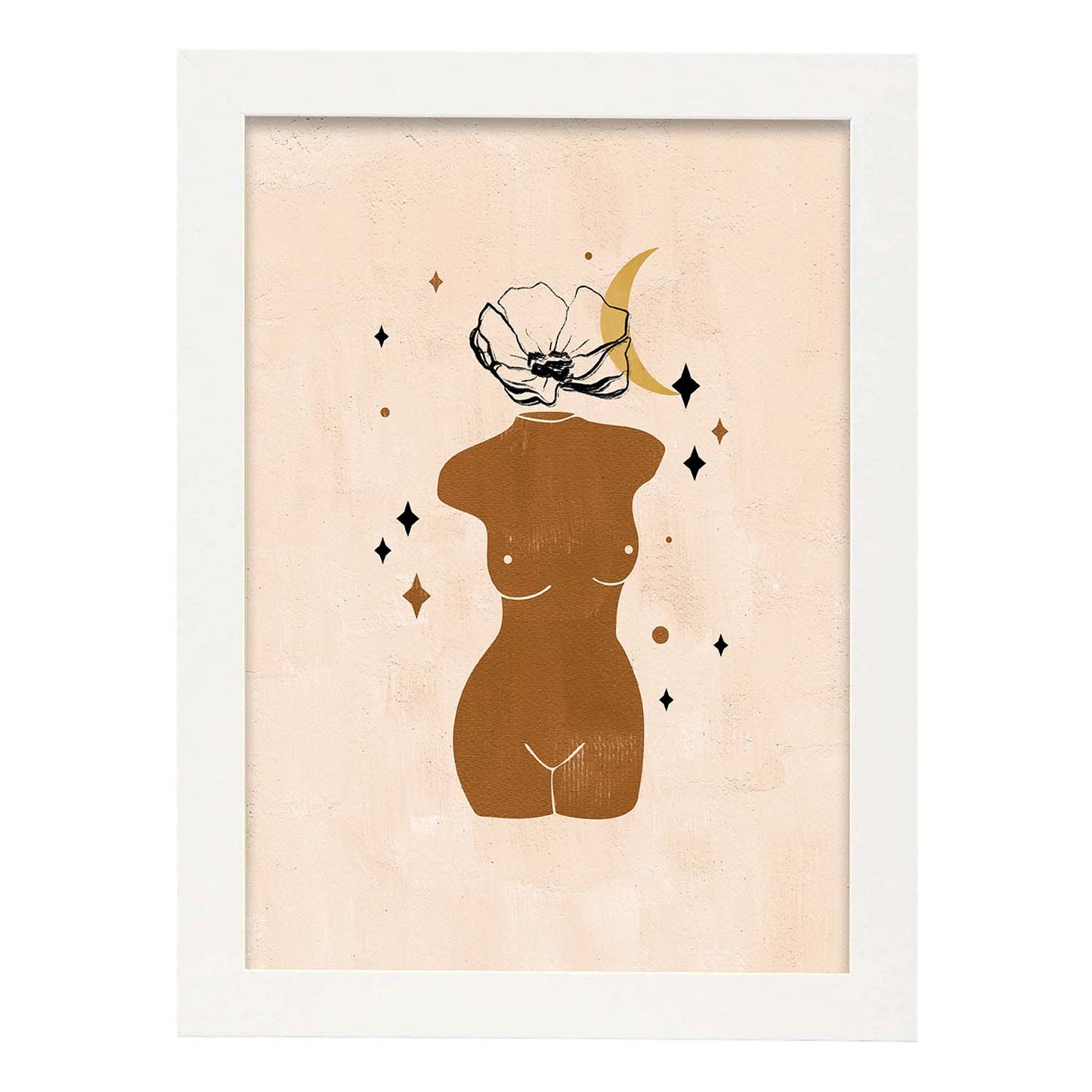 Poster con ilustracion de mujer. Dibujos con formas, caras, cuerpos y gestos de mujeres. 'Mujeres 19'.-Artwork-Nacnic-A3-Marco Blanco-Nacnic Estudio SL