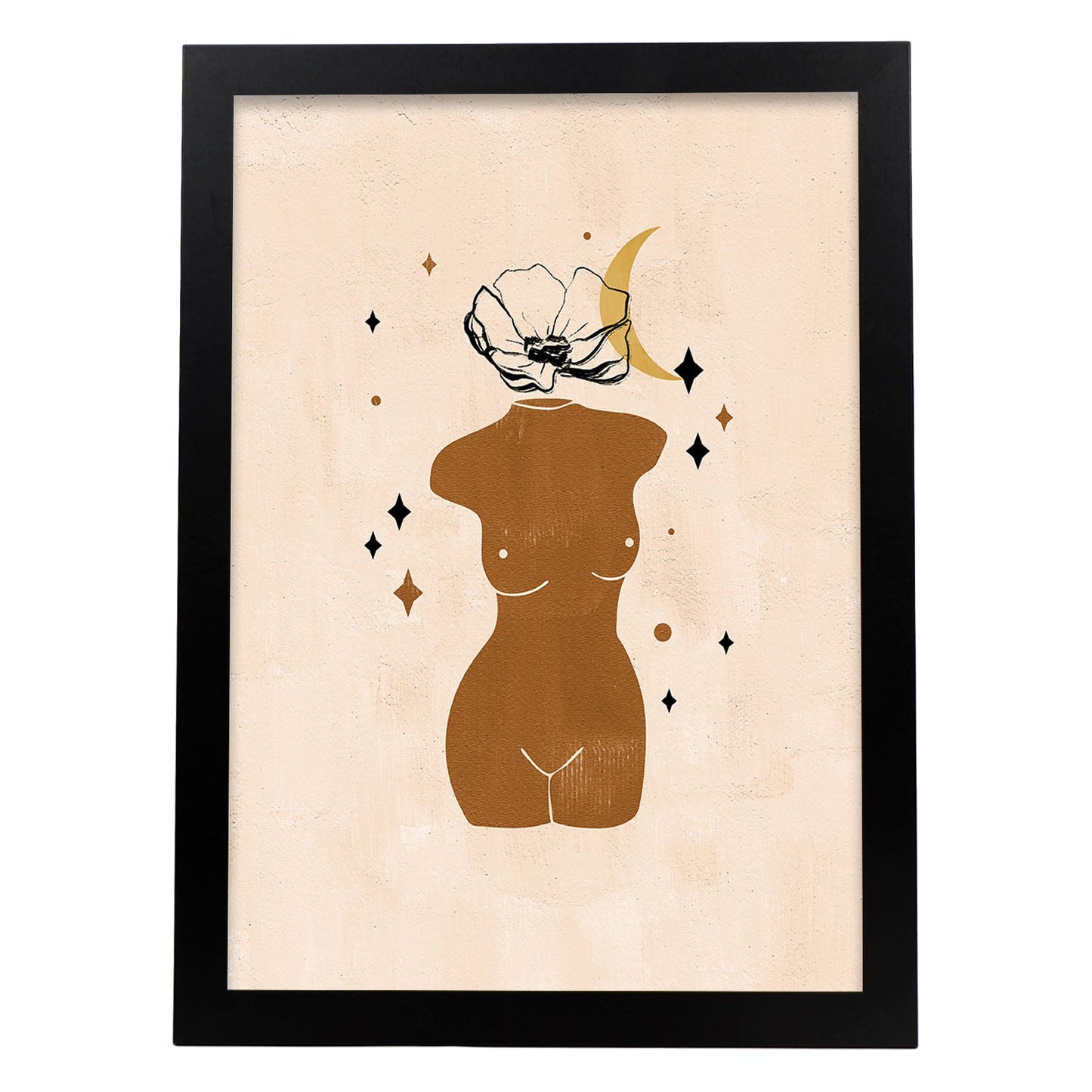 Poster con ilustracion de mujer. Dibujos con formas, caras, cuerpos y gestos de mujeres. 'Mujeres 19'.-Artwork-Nacnic-A3-Marco Negro-Nacnic Estudio SL