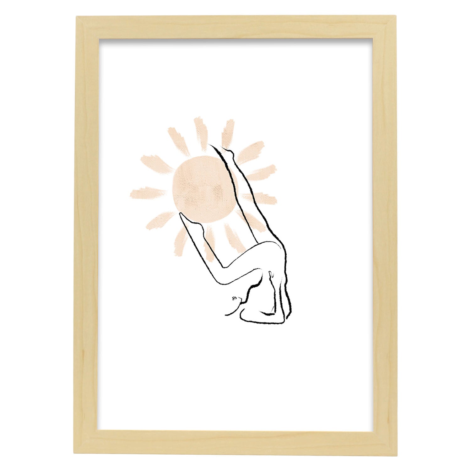 Poster con ilustracion de mujer. Dibujos con formas, caras, cuerpos y gestos de mujeres. 'Mujeres 20'.-Artwork-Nacnic-A3-Marco Madera clara-Nacnic Estudio SL