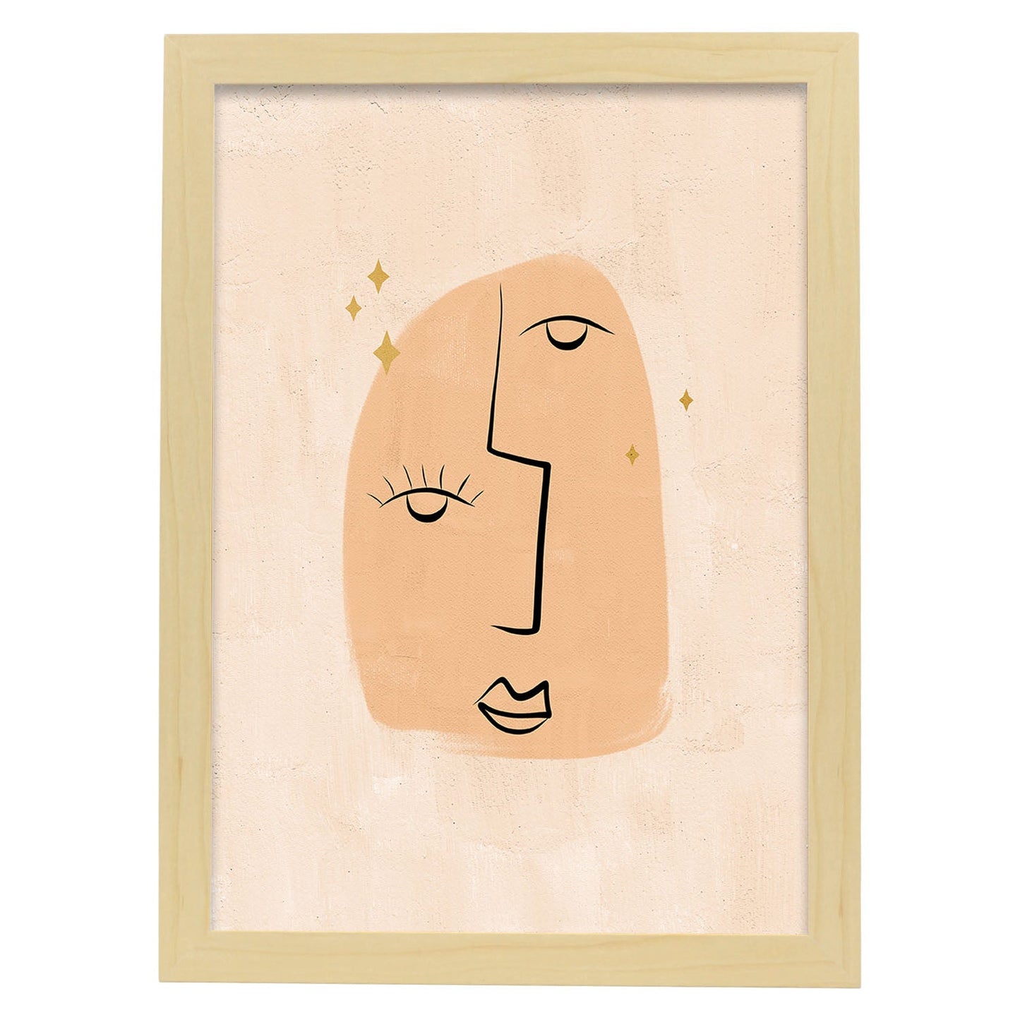 Poster con ilustracion de mujer. Dibujos con formas, caras, cuerpos y gestos de mujeres. 'Mujeres 24'.-Artwork-Nacnic-A3-Marco Madera clara-Nacnic Estudio SL