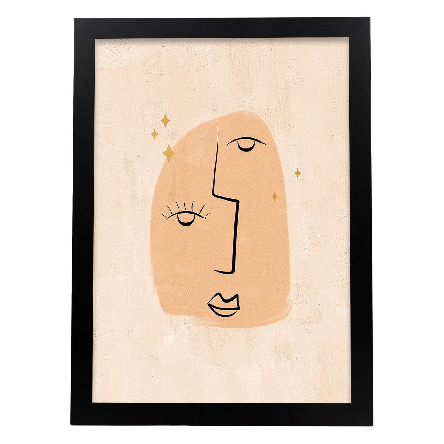 Poster con ilustracion de mujer. Dibujos con formas, caras, cuerpos y gestos de mujeres. 'Mujeres 24'.-Artwork-Nacnic-A3-Marco Negro-Nacnic Estudio SL