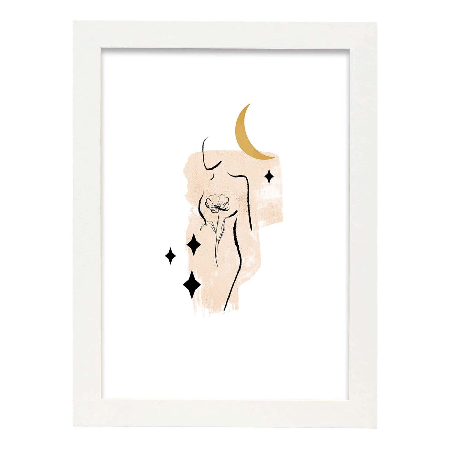 Poster con ilustracion de mujer. Dibujos con formas, caras, cuerpos y gestos de mujeres. 'Mujeres 25'.-Artwork-Nacnic-A3-Marco Blanco-Nacnic Estudio SL