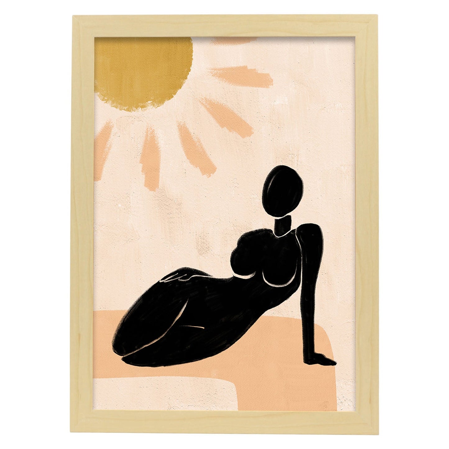 Poster con ilustracion de mujer. Dibujos con formas, caras, cuerpos y gestos de mujeres. 'Mujeres 2'.-Artwork-Nacnic-A4-Marco Madera clara-Nacnic Estudio SL
